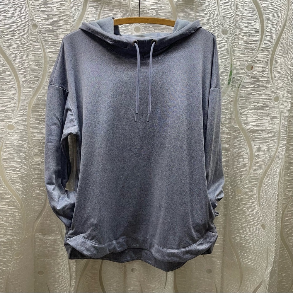 Danskin Hoodie Womens Medium Blue Grey Excellent Thumbholeโ Athleisure Pullover